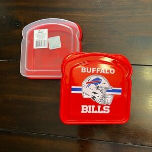 NWT 2 PK Buffalo Bills NFL  Red‎ Square Shaped Sandwich Food Storage Container